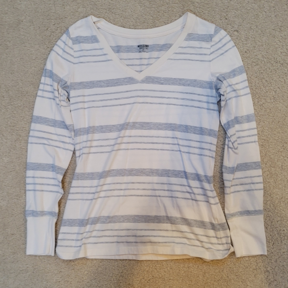 Striped V Neck Tee